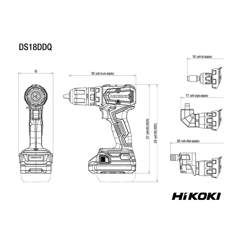 HiKOKI 18V Cordless BL QCC Impact Drill Driver 50Nm, 2.0Ah Set | DS18DDQWRZ