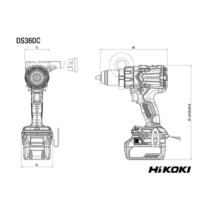 HiKOKI MULTI VOLT (36V) Cordless BL Drill Driver 155Nm, 5.0Ah Set | DS36DCWRZ