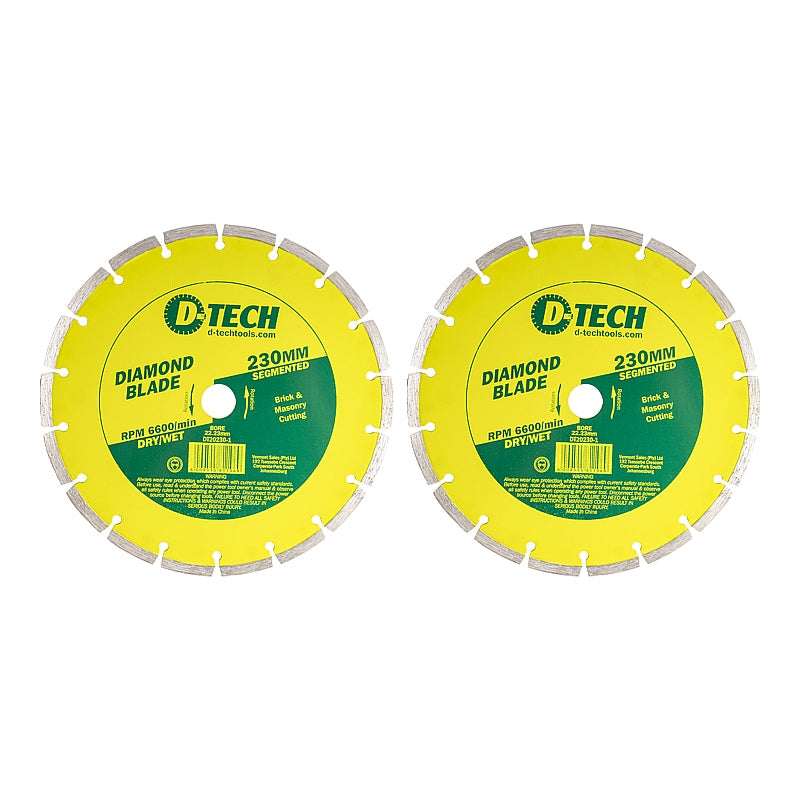 D-Tech 2Pc Segmented Diamond Blades, 230 x 22.23mm (Bulk) | DT20230-2B