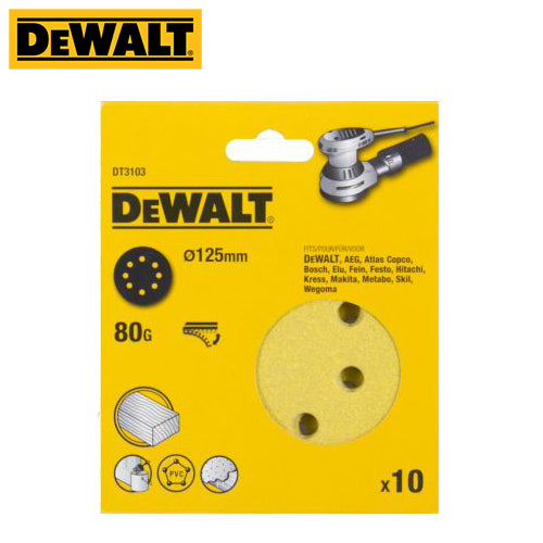 Dewalt DT3103-QZ Sanding Disc 125mm 80 Grit 10/Pk