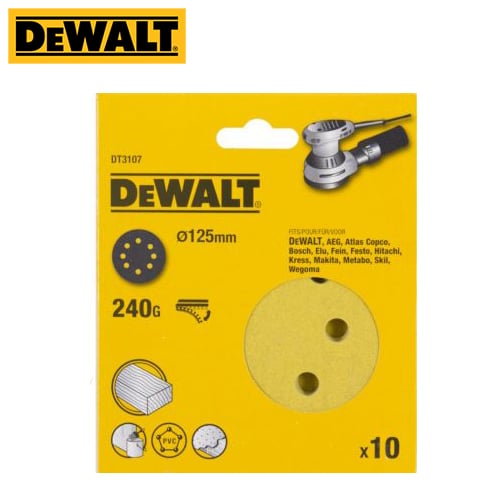 Dewalt DT3105-QZ Sanding Disc 125mm 240 Grit 10/Pk