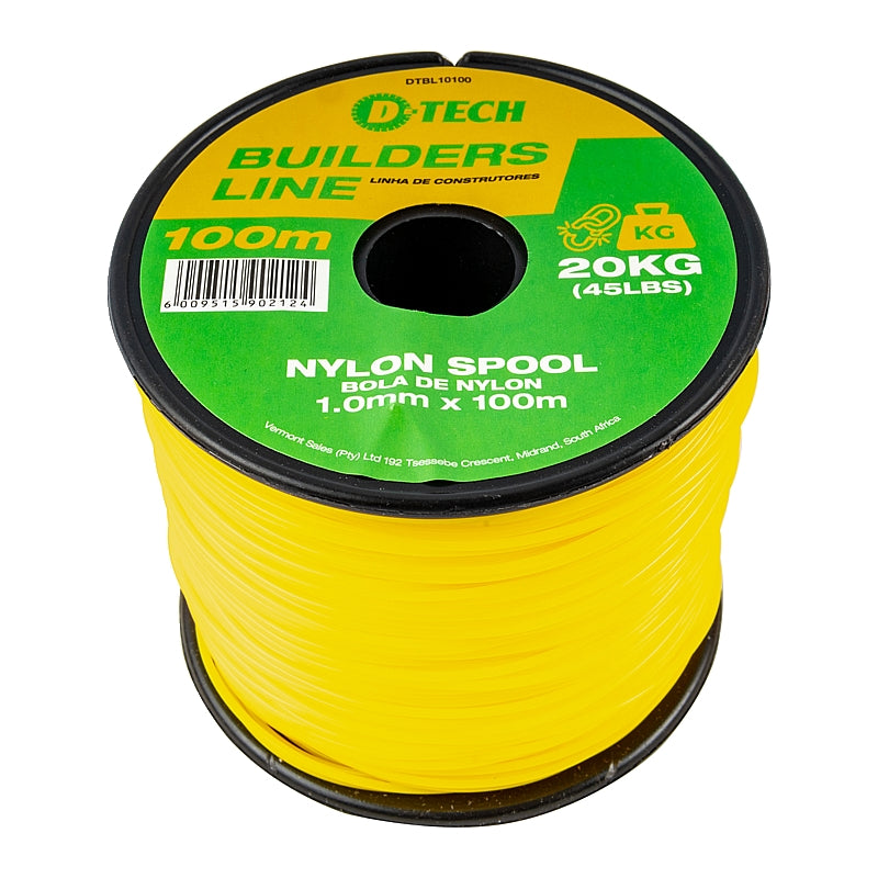 D-Tech Builders Line, Nylon Spool, 1.0mm x 100M | DTBL10100