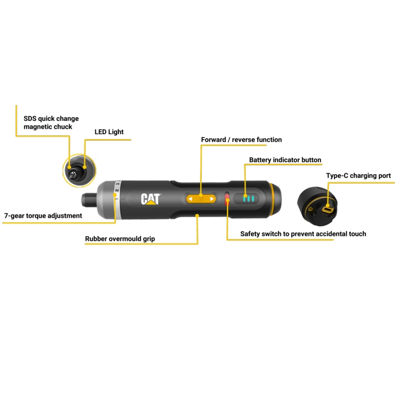 CAT 4V Screwdriver 5Nm with 30-Piece Accessories, USB-C Charging  | DX1110S