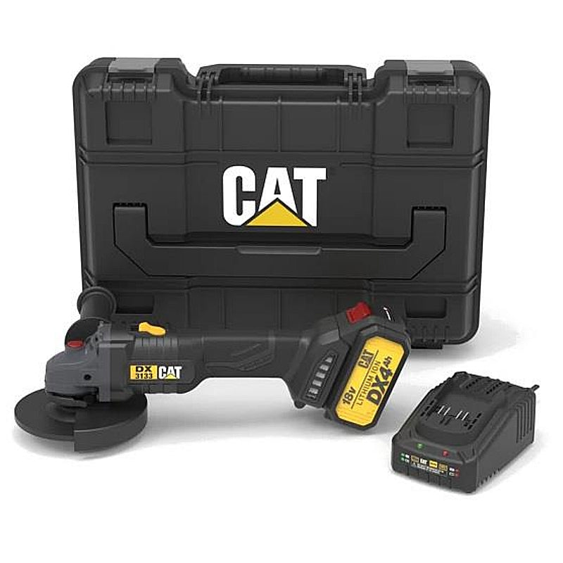 CAT 18V Cordless BL 115mm Angle Grinder Kit, 1 x 4.0Ah Batt. Pk. | DX3133