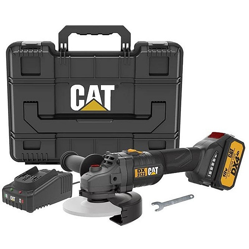 CAT 18V Cordless BL 115mm Angle Grinder Kit, 1 x 4.0Ah Batt. Pk. | DX3133