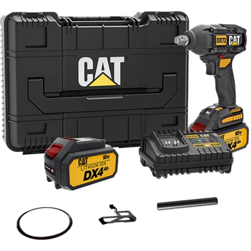 CAT 18V Cordless Brushless 1/2" Anvil Impact Wrench Kit, 350Nm, 2 x 4.0Ah Batt. Pk. | DX72