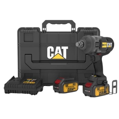 CAT 18V Cordless Brushless 3/4" Impact Wrench Kit, 1700Nm, 2 x 4.0Ah Batt. Pk. | DX73