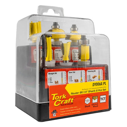 TorkCraft 6 Piece Router Bit Sets, 1/4" Shank | DY006A PL