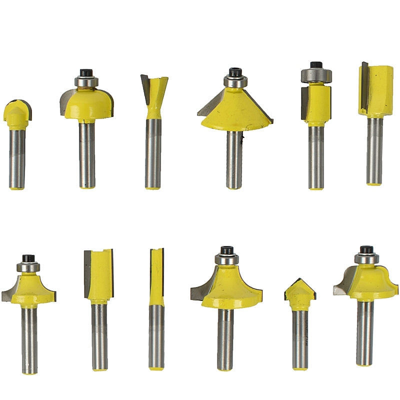 TorkCraft 12 Piece Router Bit Set, ¼″ Shank, Aluminium/Glass Case | DY012B AG
