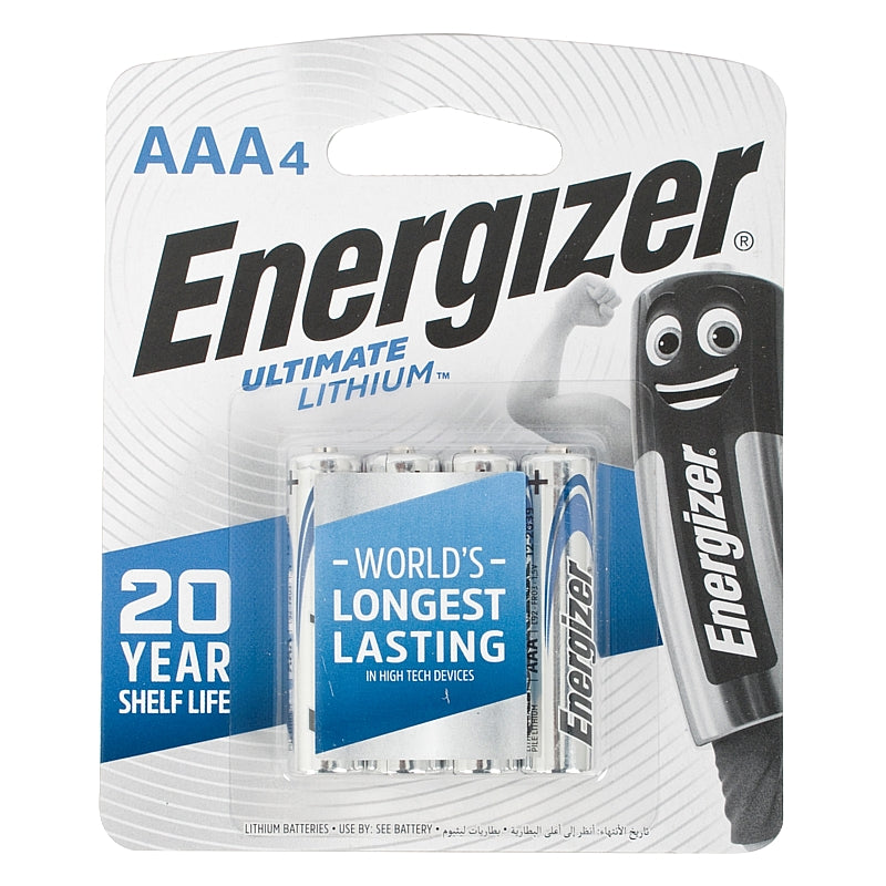 Energizer 4/Pk Ultimate Lithium 1.5V Alkaline AAA Batteries | E300019302