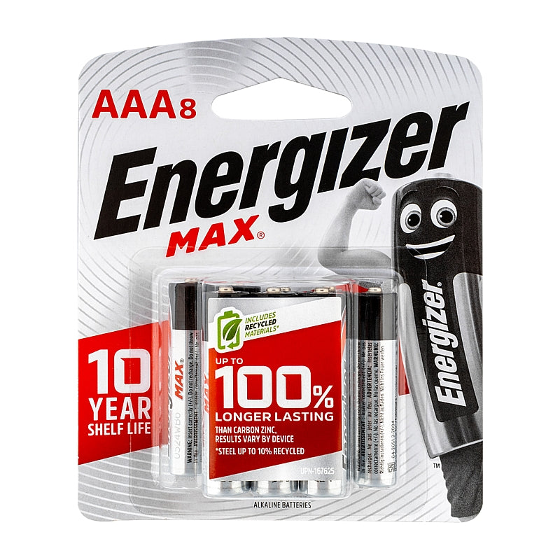 Energizer 8/Pk MAX 1.5V Alkaline AAA Batteries | E300573602