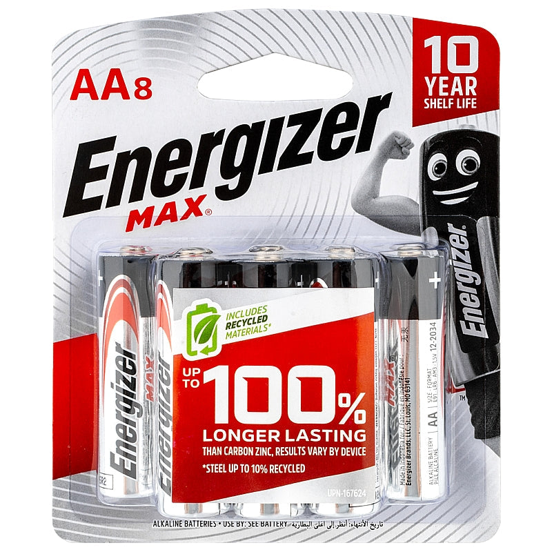 Energizer 8/Pk MAX 1.5V Alkaline AA Batteries | E300645902
