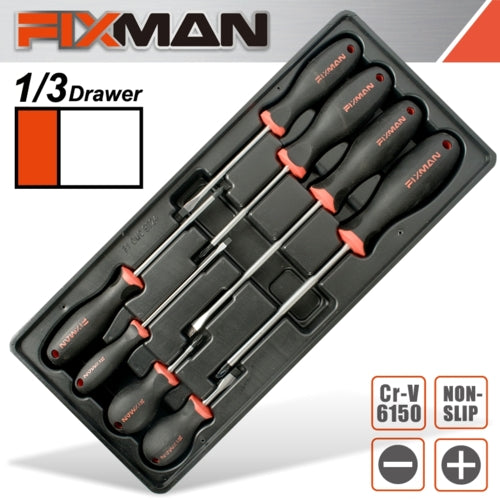 Fixman 8Pc SLOTTED & PHILLIPS Screwdriver Set, Tool Insert Module | FIX F1BT24