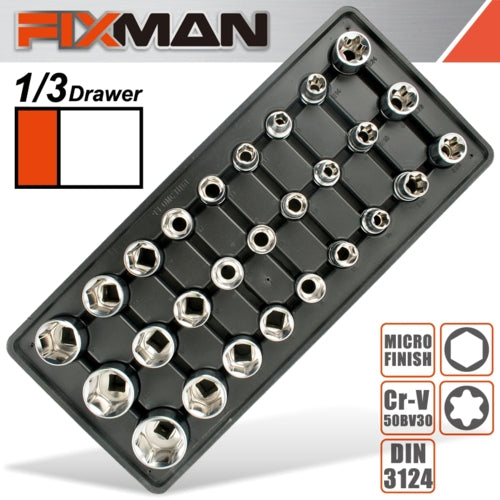 Fixman 27Pc 1/2" Drive Socket Set, Tool Insert Module | FIX F1BT61