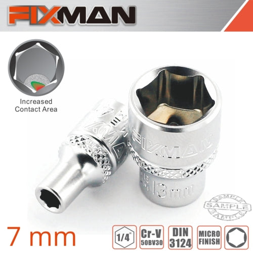 Fixman 1/4" Drive HEX Socket, 7mm | FIX H0106M