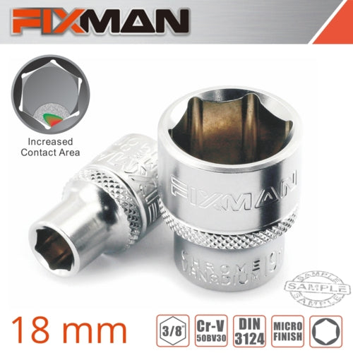 Fixman 3/8" Drive HEX Socket, 18mm | FIX H0211M
