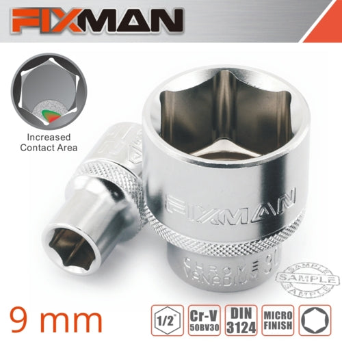 Fixman 1/2" Drive HEX Socket, 9x21.8mm | FIX H0302M