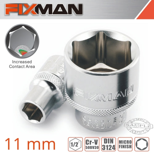 Fixman 1/2" Drive HEX Socket, 11x21.8mm | FIX H0304M