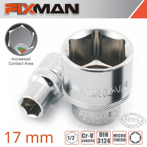 Fixman 1/2" Drive HEX Socket, 17x23.8mm | FIX H0310M