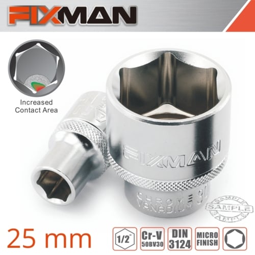 Fixman 1/2" Drive HEX Socket, 25x33.8mm | FIX H0318M