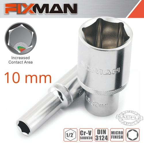 Fixman 1/2" Drive HEX Deep Socket, 10mm | FIX H0603M