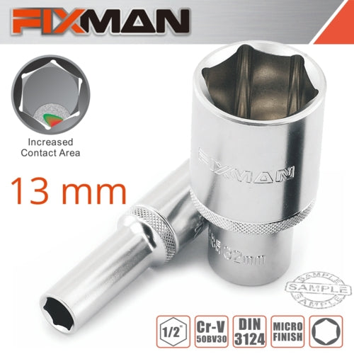 Fixman 1/2" Drive HEX Deep Socket, 13mm | FIX H0606M