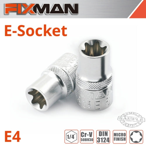 Fixman 1/4" Drive TORX Female Socket, E4 | FIX H0701M