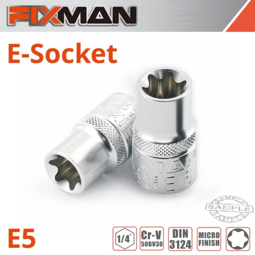 Fixman 1/4" Drive TORX Female Socket, E5 | FIX H0702M