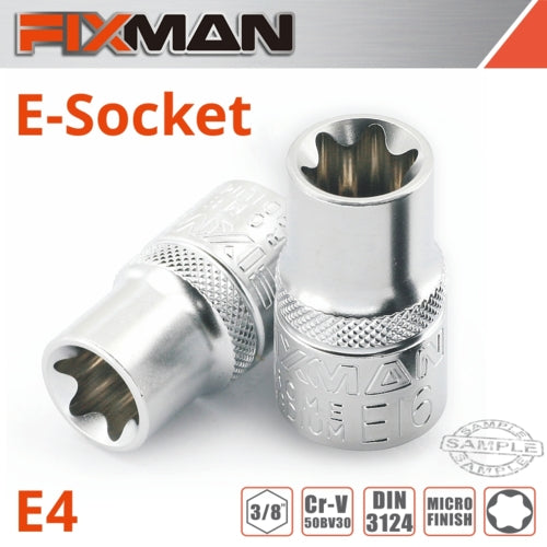 Fixman 3/8" Drive TORX Female Socket, E4 | FIX H0801M