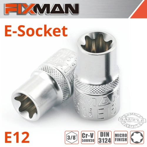 Fixman 3/8" Drive TORX Female Socket, E12 | FIX H0808M