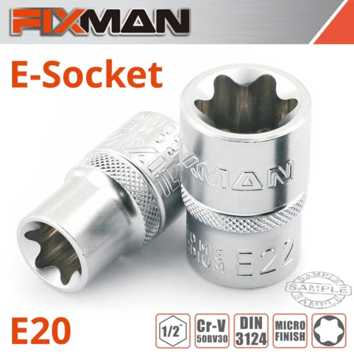 Fixman 1/2" Drive TORX Female Socket, E20 | FIX H0907M