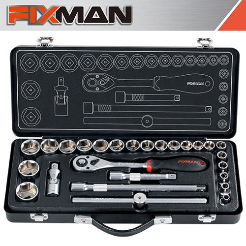 Fixman 26Pc 1/2" Drive Socket Set , 8-35mm | FIX MT26