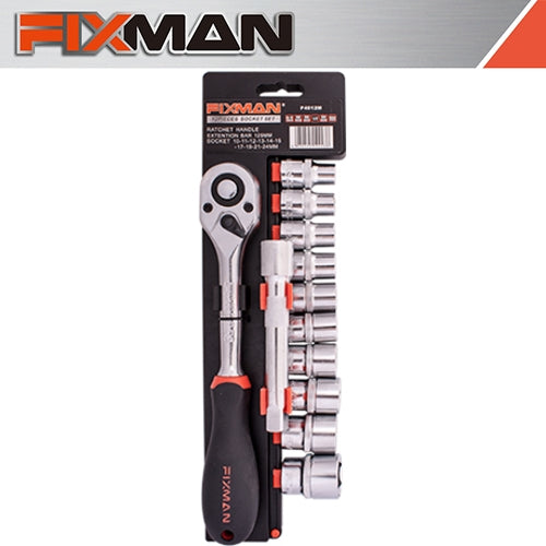 Fixman 12Pc 1/2" Drive Socket & Ratchet Tool Set | FIX P4012M