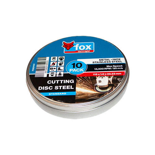 Fox 10Pc Steel Cutting Cutting Disc 1mm x 125mm - Metal Case | FOX91101