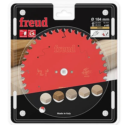 Freud Wood Saw Blade Ø184 MM X B16 MM X 2.4/1.6 MM - 40T | FR11W002H