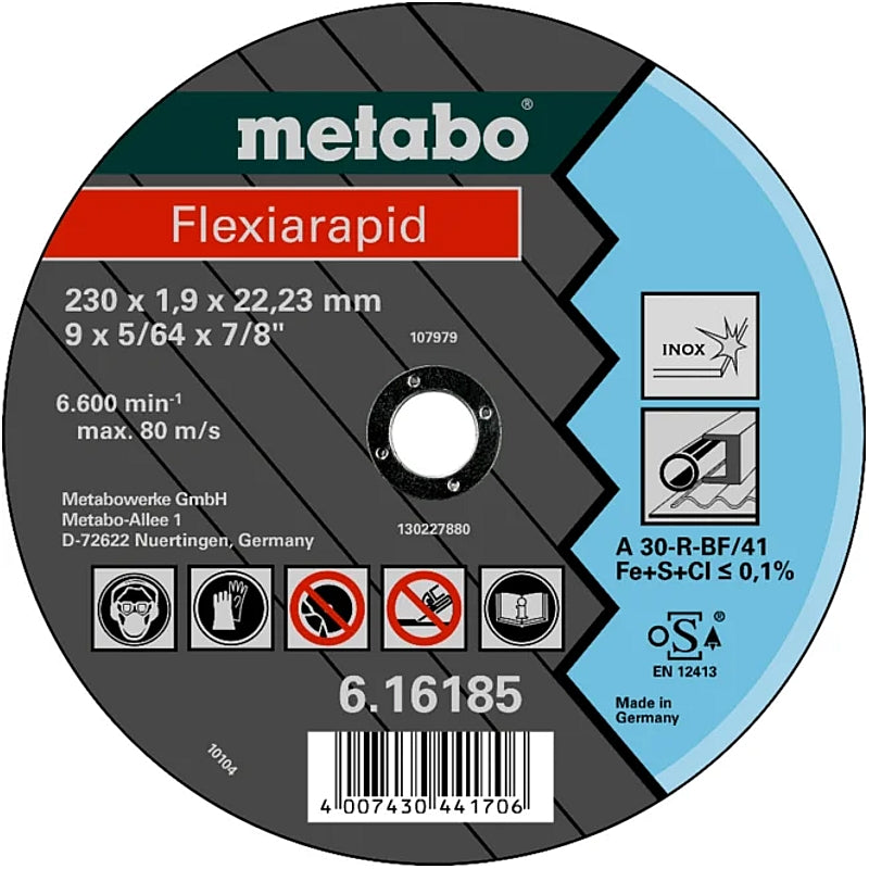 Metabo Flexiarapid Inox Cutting Disc, 115x1.6x22.23mm (TF 41) | 616181000