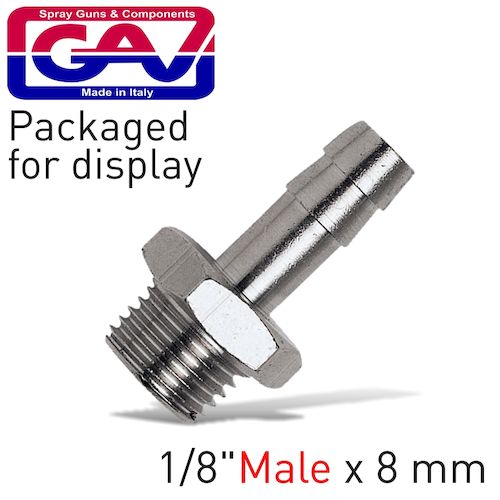 Hose adaptor 1/8'm x 8mm packaged(GAV1233-3P)