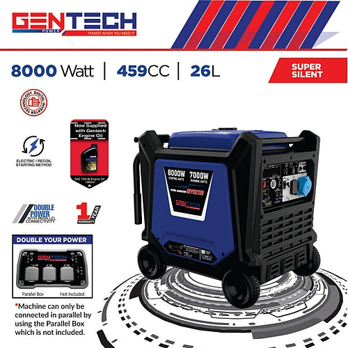 Gentech Power GP8000iS 8000 Watt Digital Pure Sine Wave Petrol Inverter Generator | GEN1370