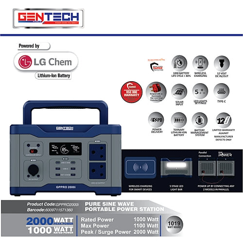 Gentech Power PRO 2000i Pure Sine Wave Portable Power Station | GEN1620