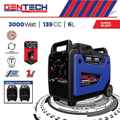 GP3000IS 3000W Digital Pure Sine Wave Petrol Inverter Generator | GEN1325
