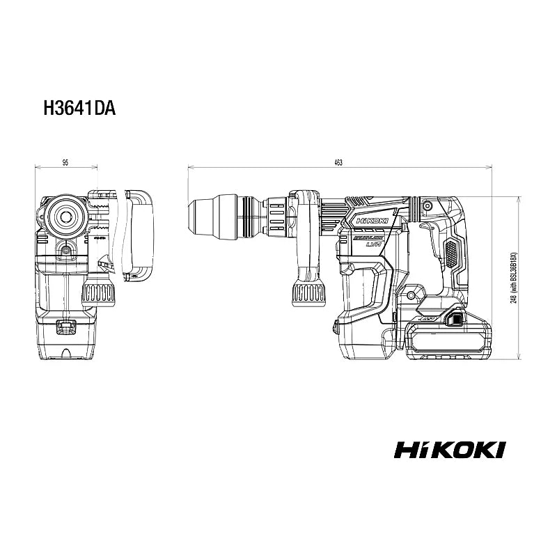 HiKOKI MULTI VOLT (36V) Cordless BL SDS-Max Demolition Hammer Drill 6.8j (Bare Tool) | H3641DAW2Z
