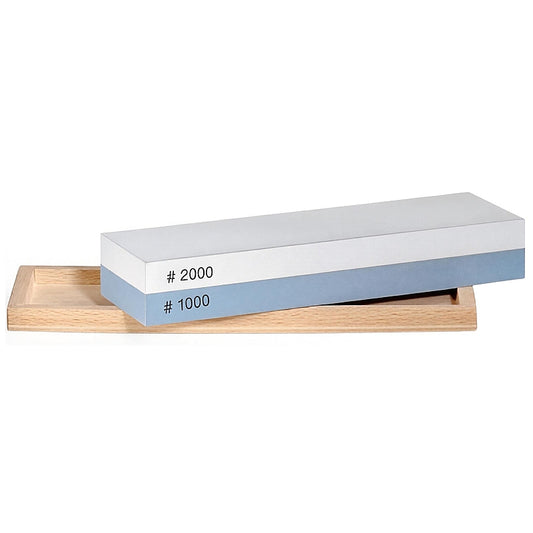 pfeil Whetstone in Wooden Box, 200 × 60 × 30mm, 1000/2000 Grit | W 2000