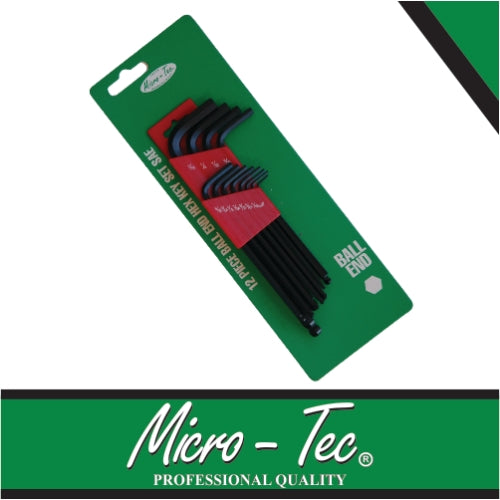 Micro-Tec 12Pcs Allen Key Set 1/16"-5/16" Ball Point | I060060S