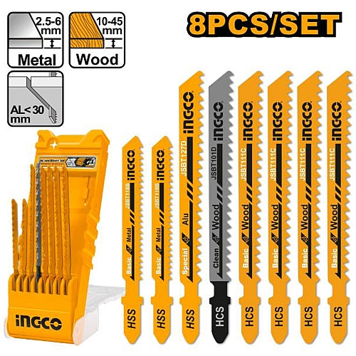 Ingco 8Pc Jigsaw Blade Set | AKD8088