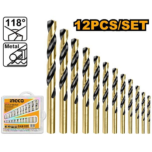 Ingco 12Pc HSS Twist Drill Bit Set | AKDB1125