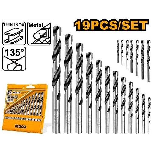 Ingco 19Pc HSS Twist Drill Bit Set (4341) | AKDB1195