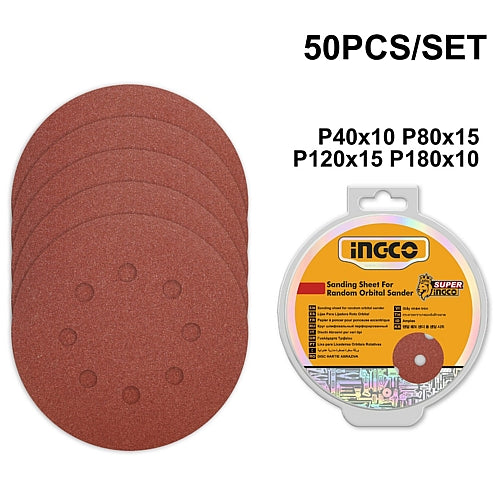 Ingco 50Pc 125mm Sanding Disc Assortment | AKRS1250511