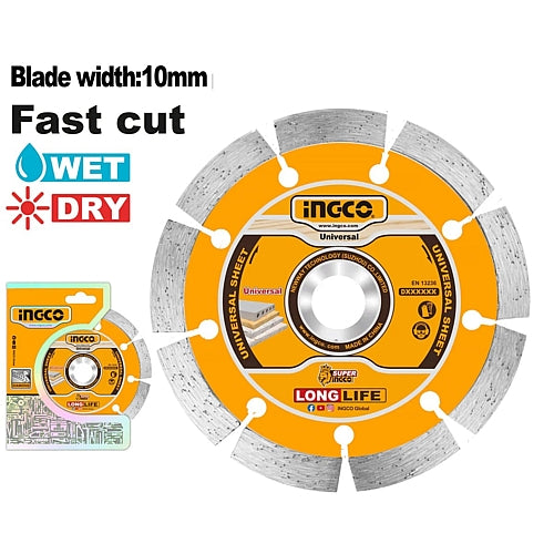 Ingco Wet/Dry Diamond Disc, 230 (9") x 22.2mm | DMD012302