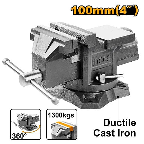 Ingco Swivel Base Bench Vice 100mm (4") | HBV084