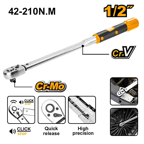 Ingco 1/2" Square Drive Torque Wrench 40-200Nm | HPTW200N1